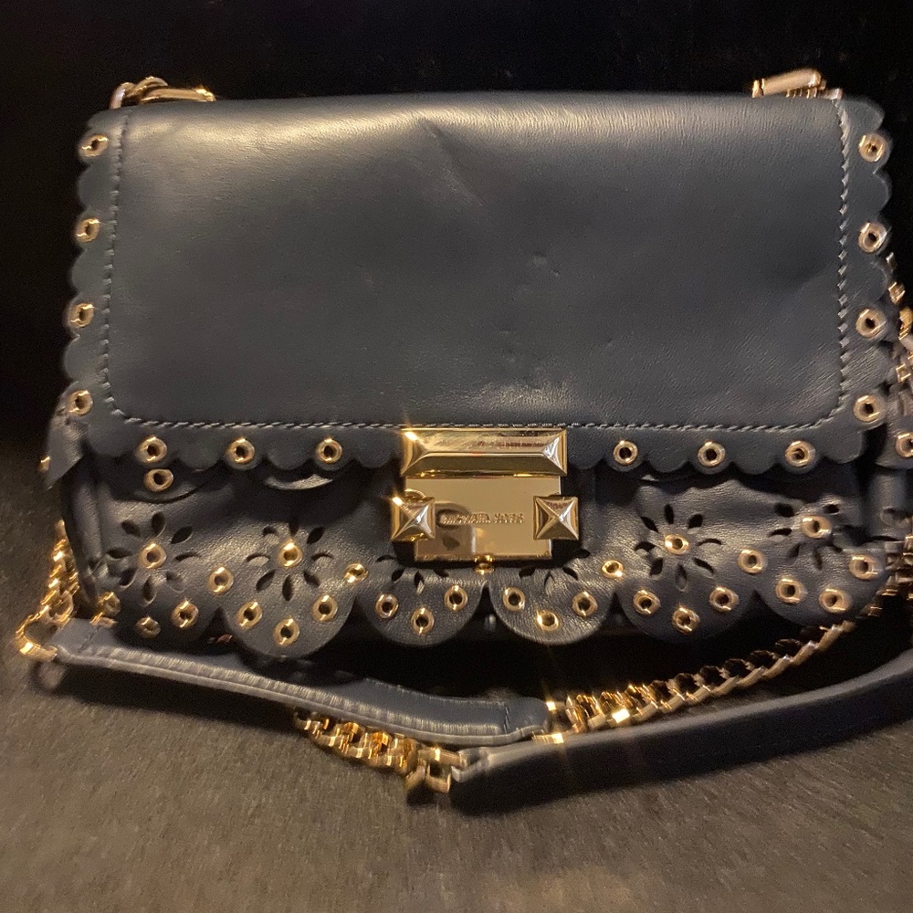 Stunning Blue Leather Michael Kors Runway Bag